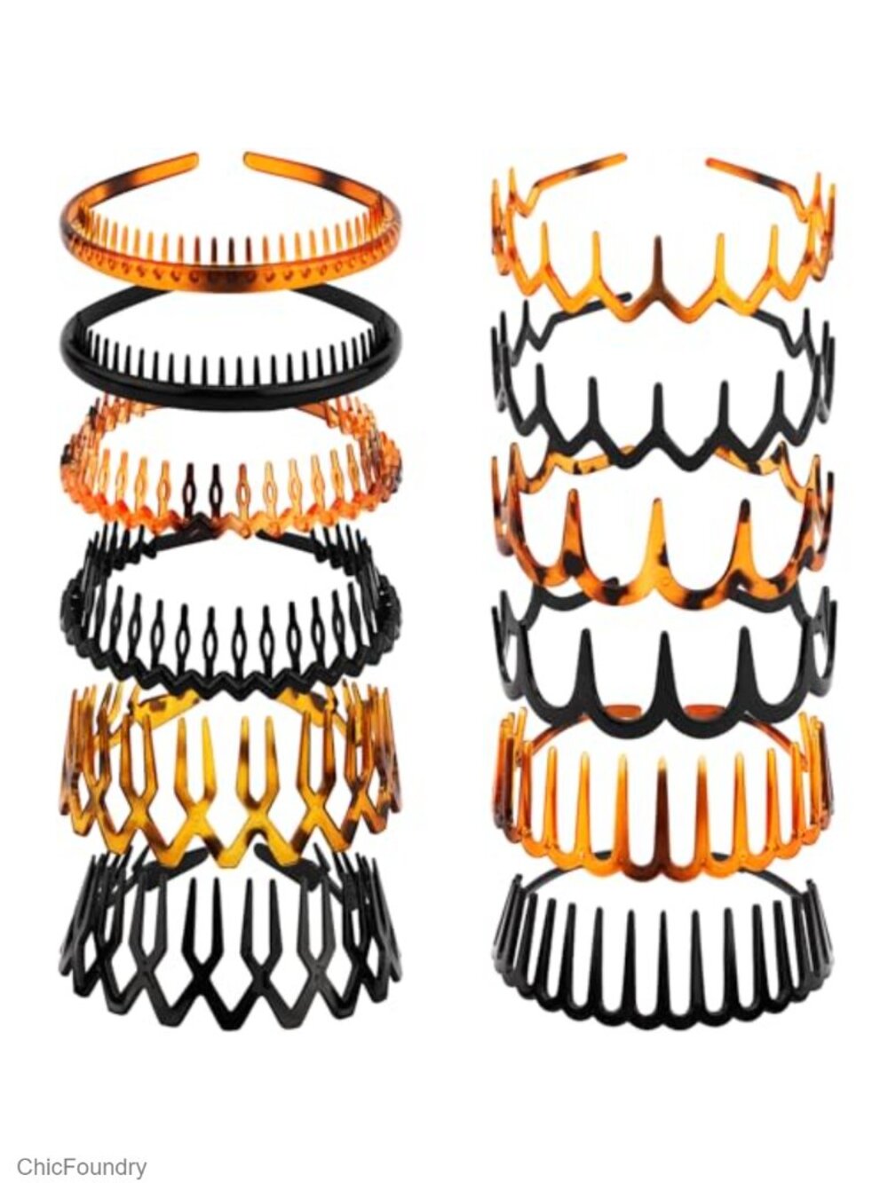 12 Pack Zigzag Headbands with Teeth Non Slip Plastic Wavy Hair Accessories